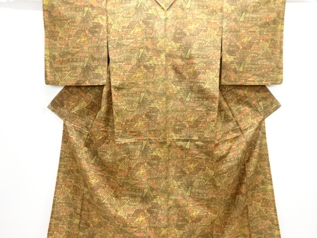JAPANESE KIMONO / ANTIQUE HITOE KIMONO / SILK / OSHIMA TSUMUGI / HOUSE